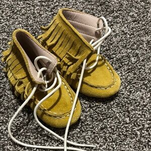 Monkey Feet Yellow Moccasins with Fringe